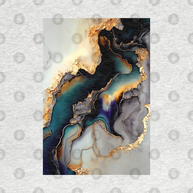 Coastal Geode Wonders - Abstract Alcohol Ink Resin Art by inkvestor